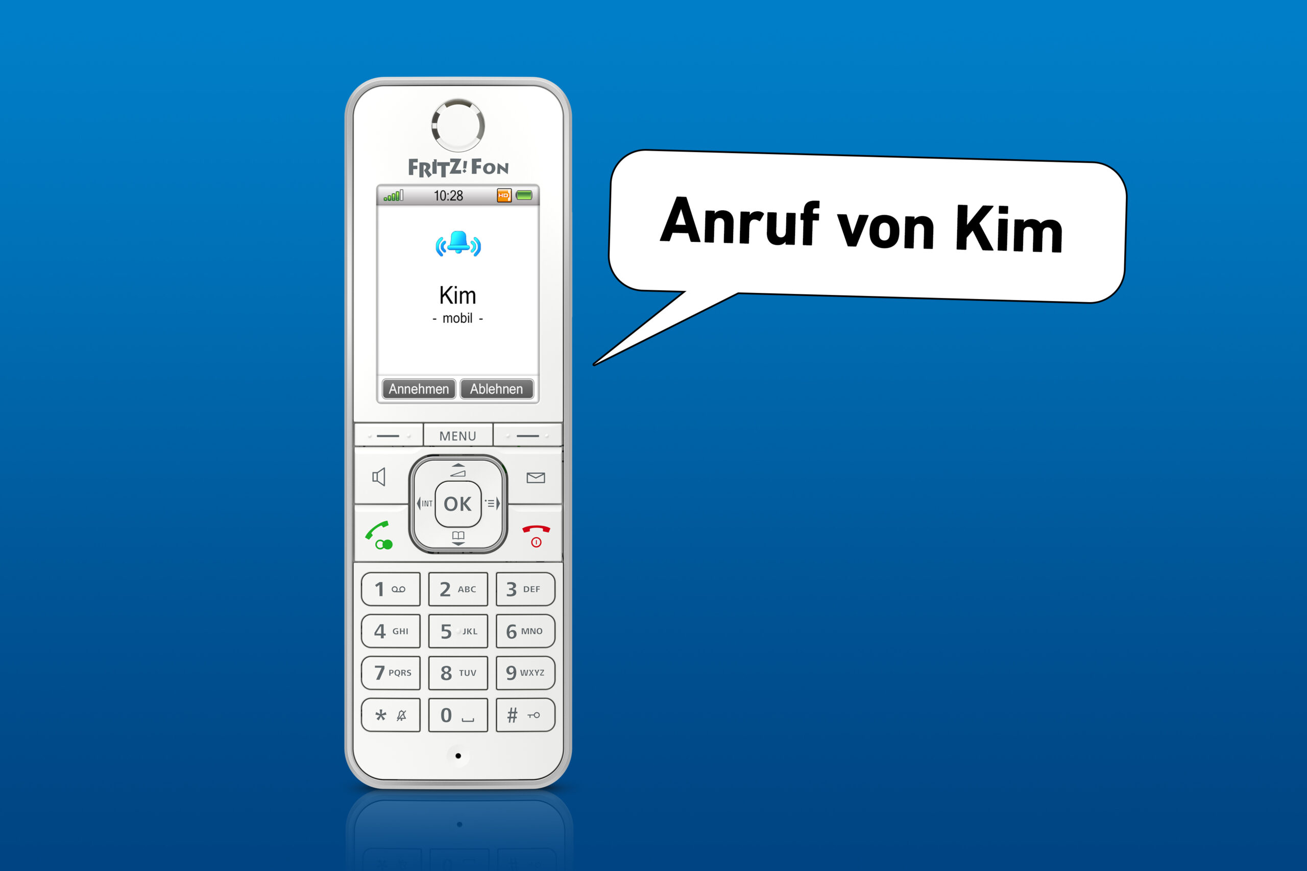 Mit dem Update auf FRITZ!OS 07.50 können die neueren DECT-Mobilteile von AVM Anrufernamen ansagen. Foto: AVM