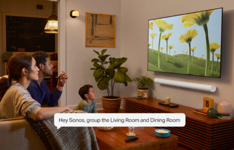 SONOS Arc Soundbar in einem Wohnzimmer.