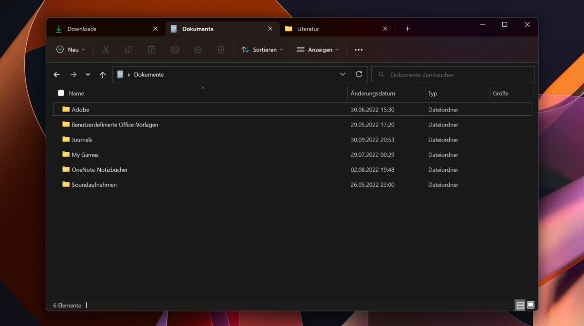 Der Windows Explorer mit drei geöffneten Tabs.