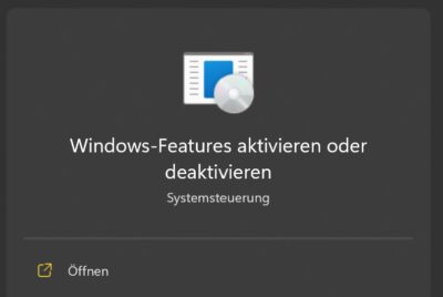 So sieht das Suchergebnis zu den Windows-Features aus.